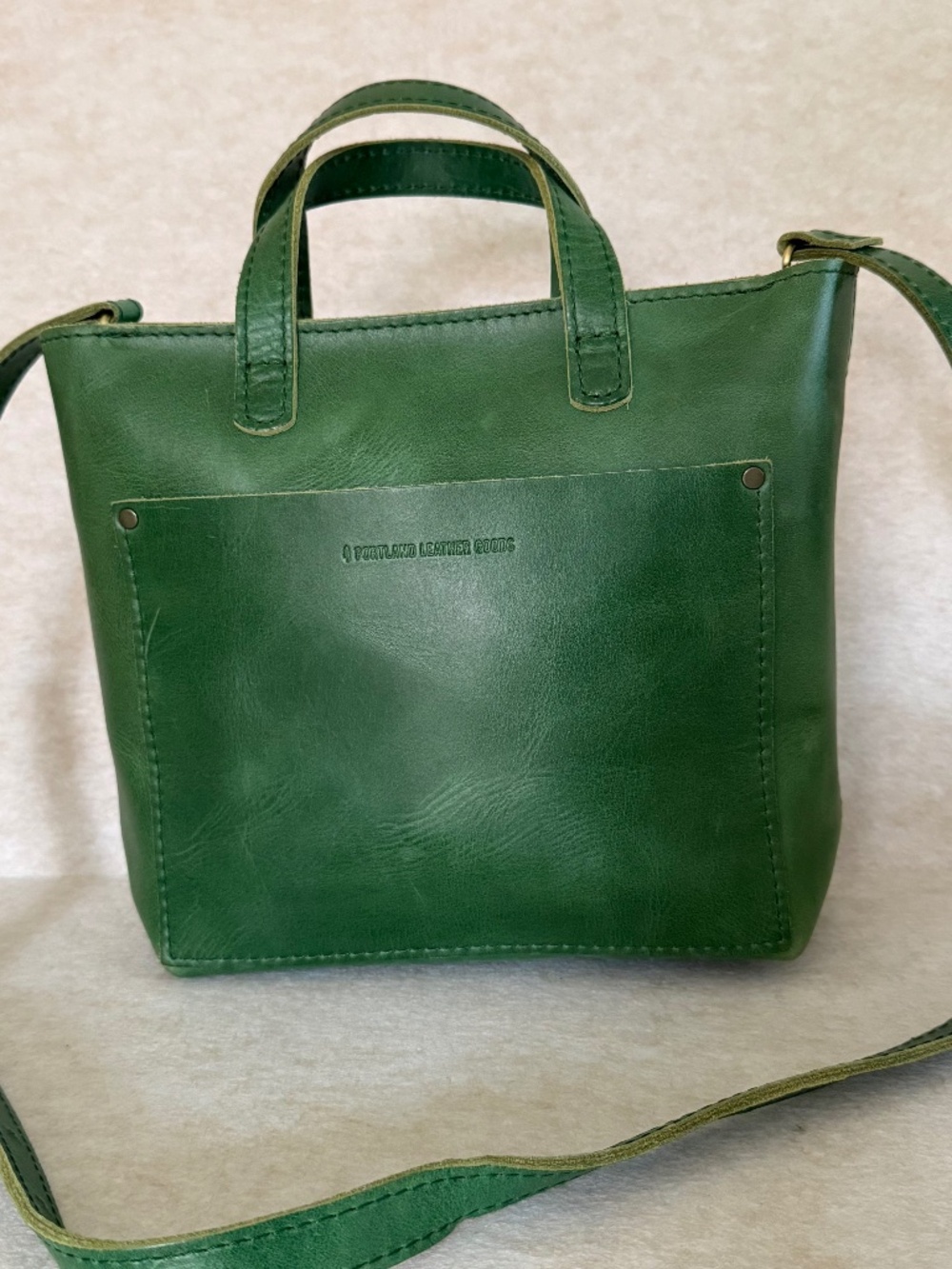 EUC Portland Leather Goods PLG Cowboy Mint Mini Crossbody Tote with Zipper - Picture 2 of 13